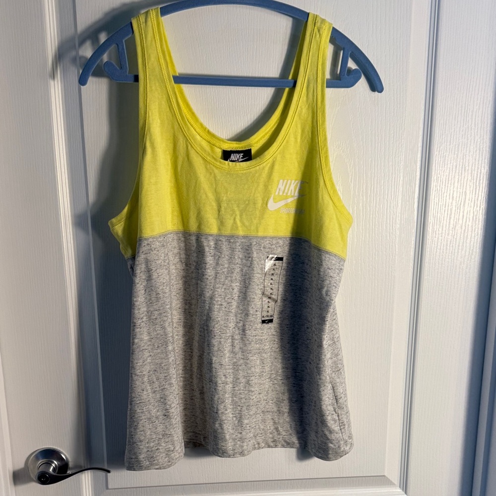 Nike Women’s Yellow and Gray Colorblock Tank Top NWT Size XL